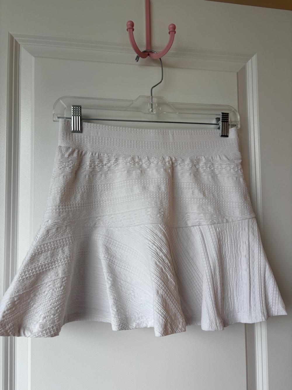 L’ETOILE White Textured Circle Skort - Classic Flared Style